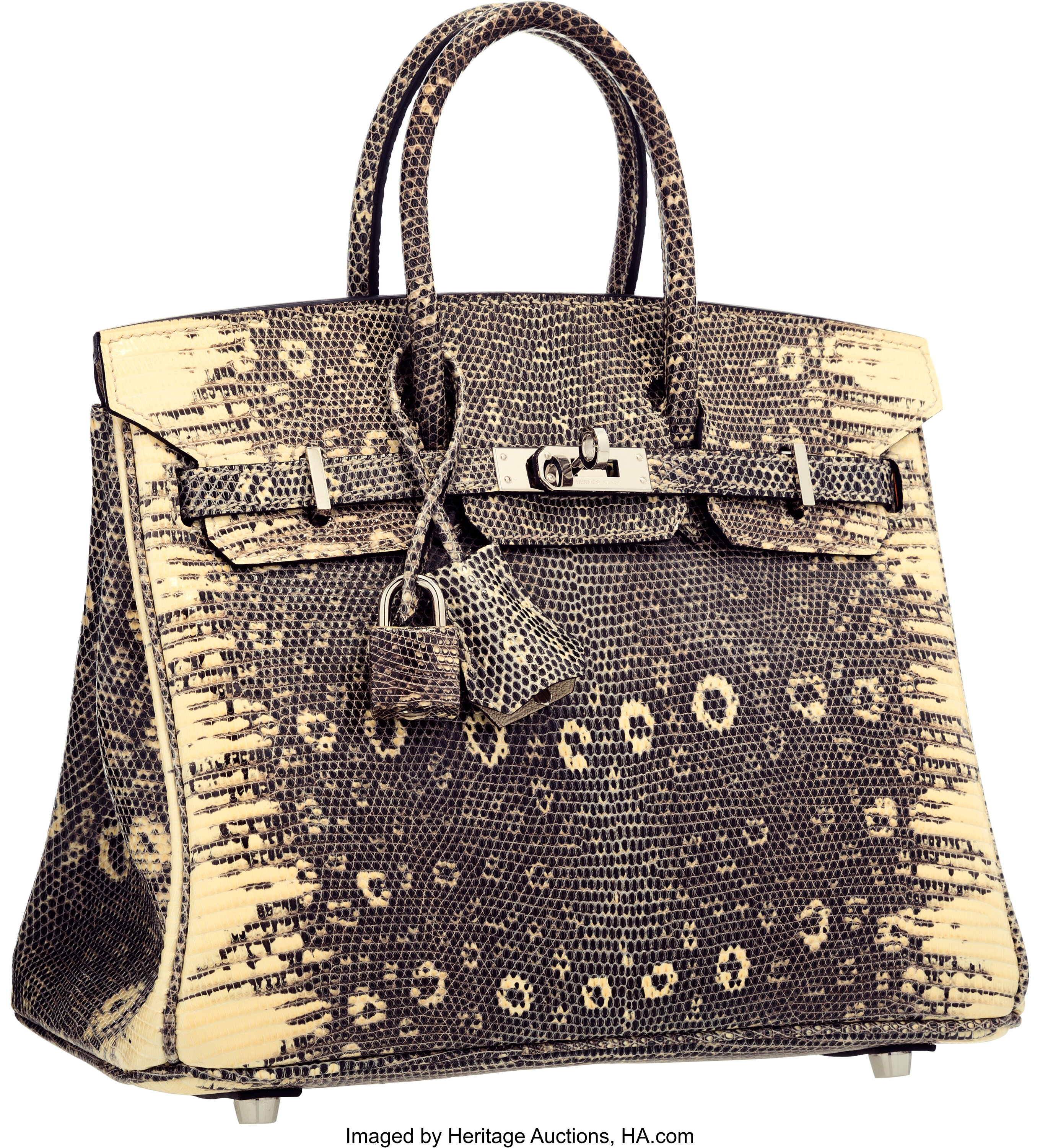 Sold at Auction: HERMES BIRKIN 25 IN OMBRE LIZARD WITH PALLADIUM