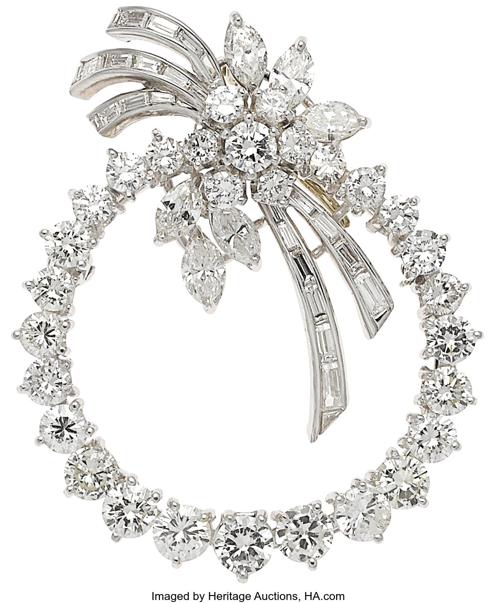 Diamond, Platinum Pendant-Brooch. ... Estate Jewelry Brooches - | Lot ...