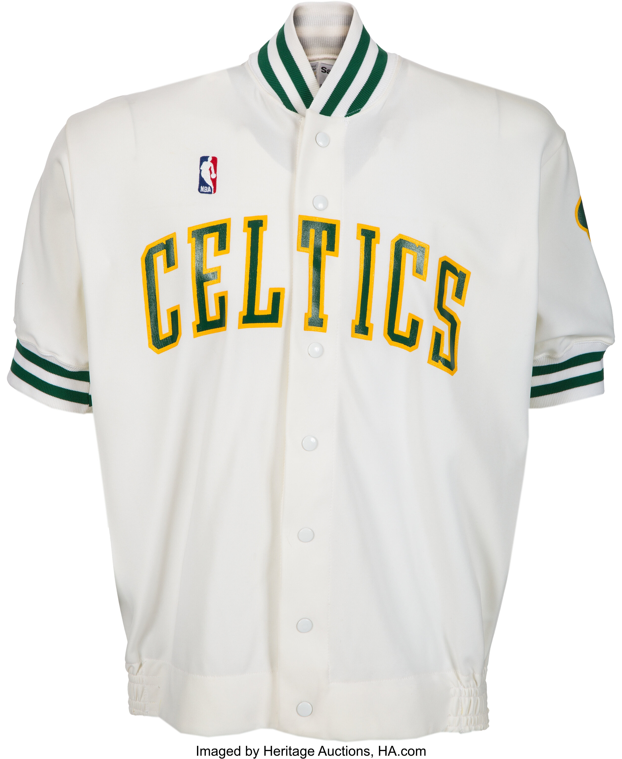 1980s Boston Celtics Game Worn Warmup Jacket. Basketball, Lot #43109