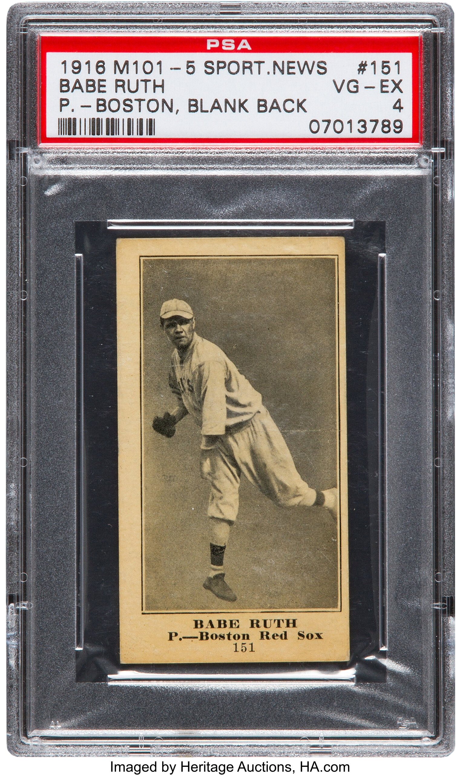 1916 M101-5 Blank Back (Sporting News) Babe Ruth Rookie #151 PSA