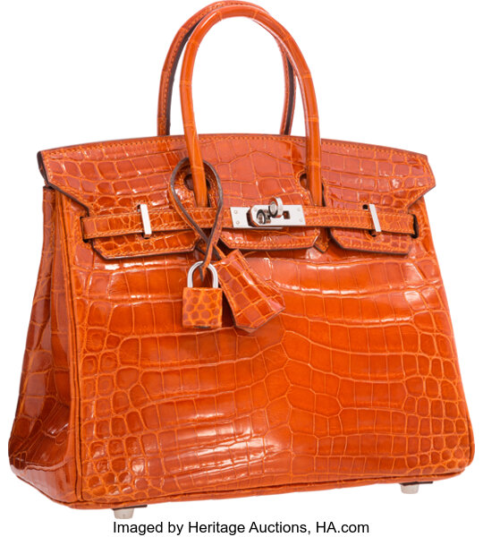 Hermes Birkin 30 Bag Orange Crocodile with Palladium Hardware