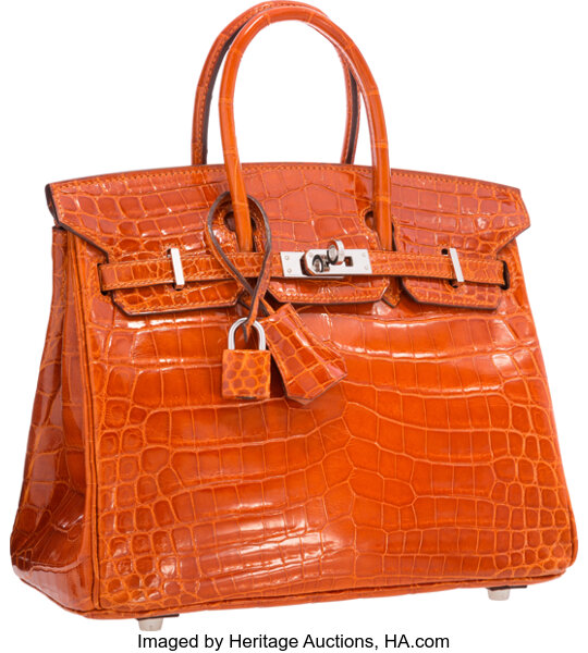 Hermes Birkin 25cm Shiny Niloticus Crocodile Palladium Hardware