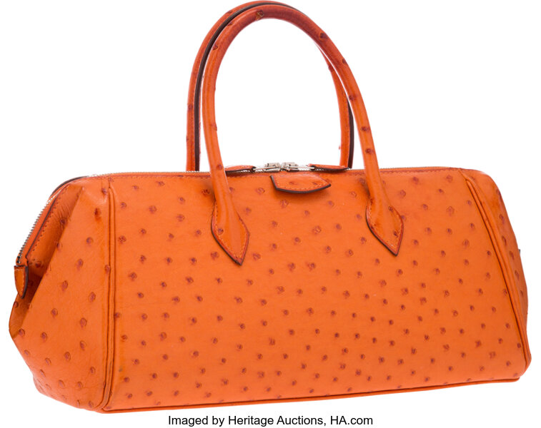 Hermès Paris-Bombay 27 Orange Tangerine Ostrich with Palladium Hardware -  Bags - Kabinet Privé