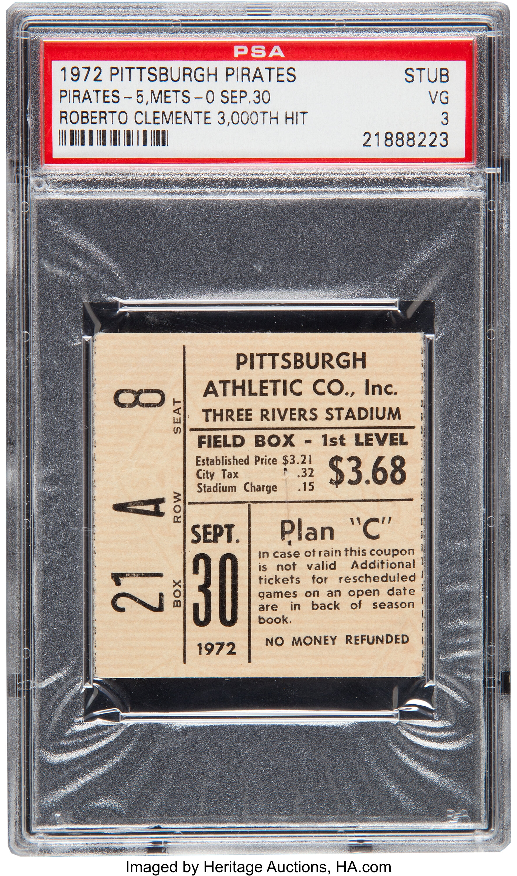 Lot Detail - 1972 Pittsburgh Pirates Ticket Stub Roberto Clemente