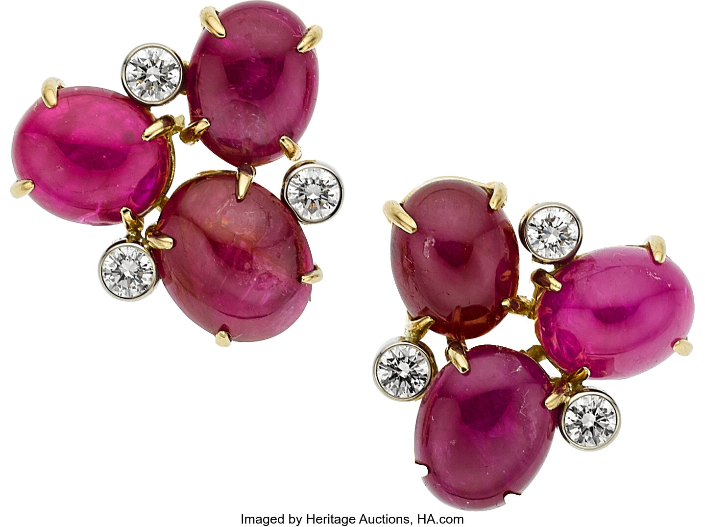 Ruby, Diamond, Gold Earrings, Aletto Bros.. ... Estate Jewelry | Lot ...