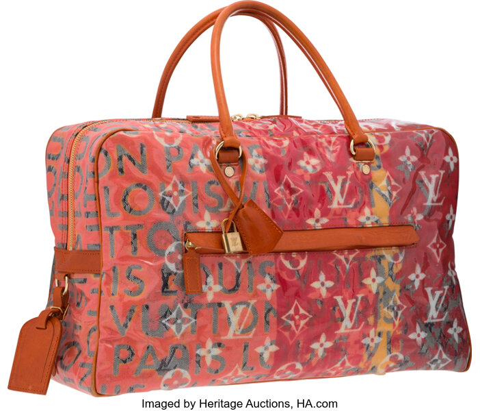 Sold at Auction: LOUIS VUITTON DENIM HANDBAG WITH RED ACCENTS