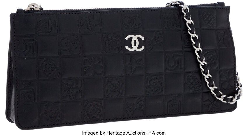 Chanel Black Lambskin Leather Precious Symbols Pochette Bag.