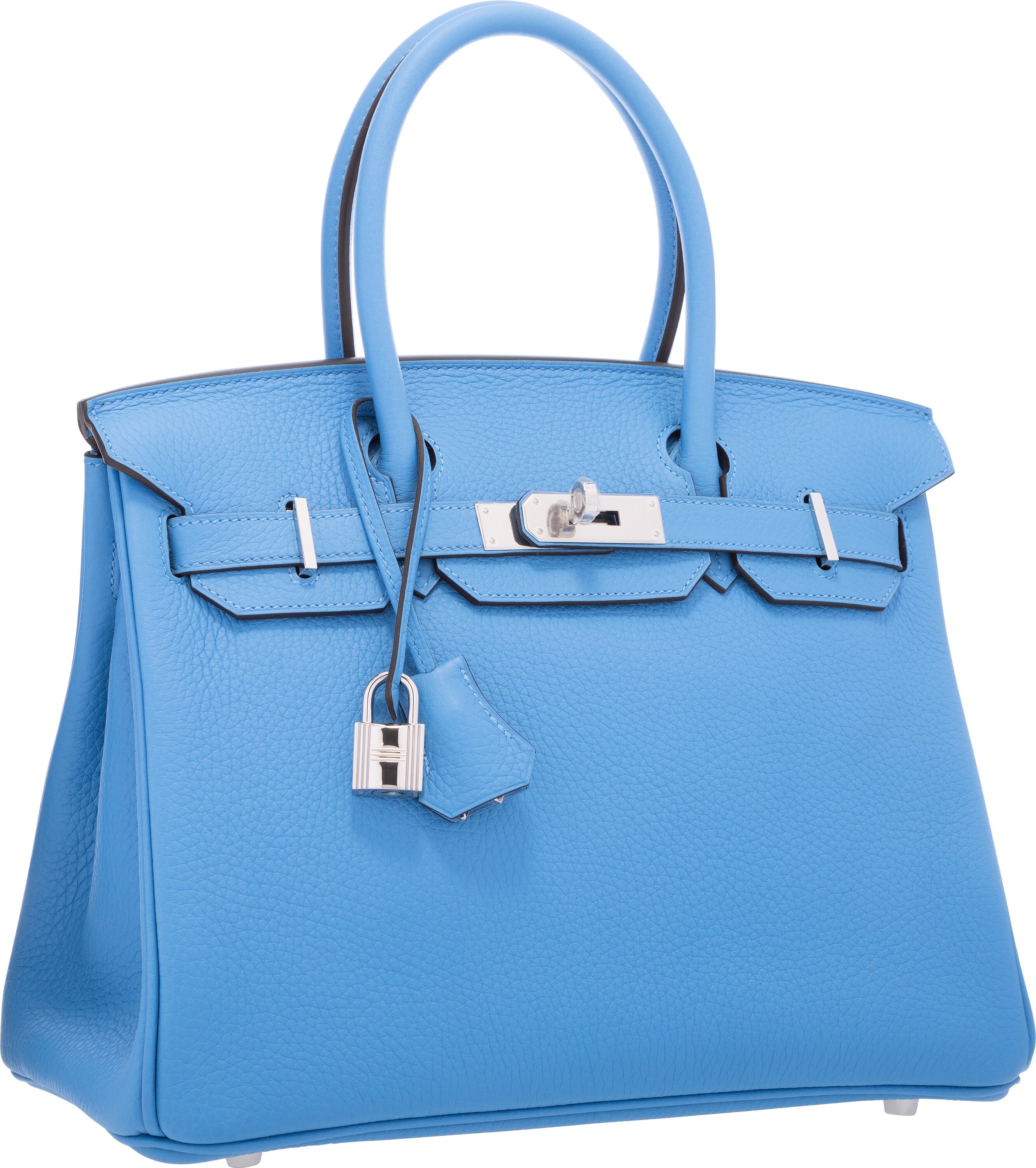 Hermes 30cm Blue Paradis Togo Leather Birkin Bag with Palladium, Lot  #58013