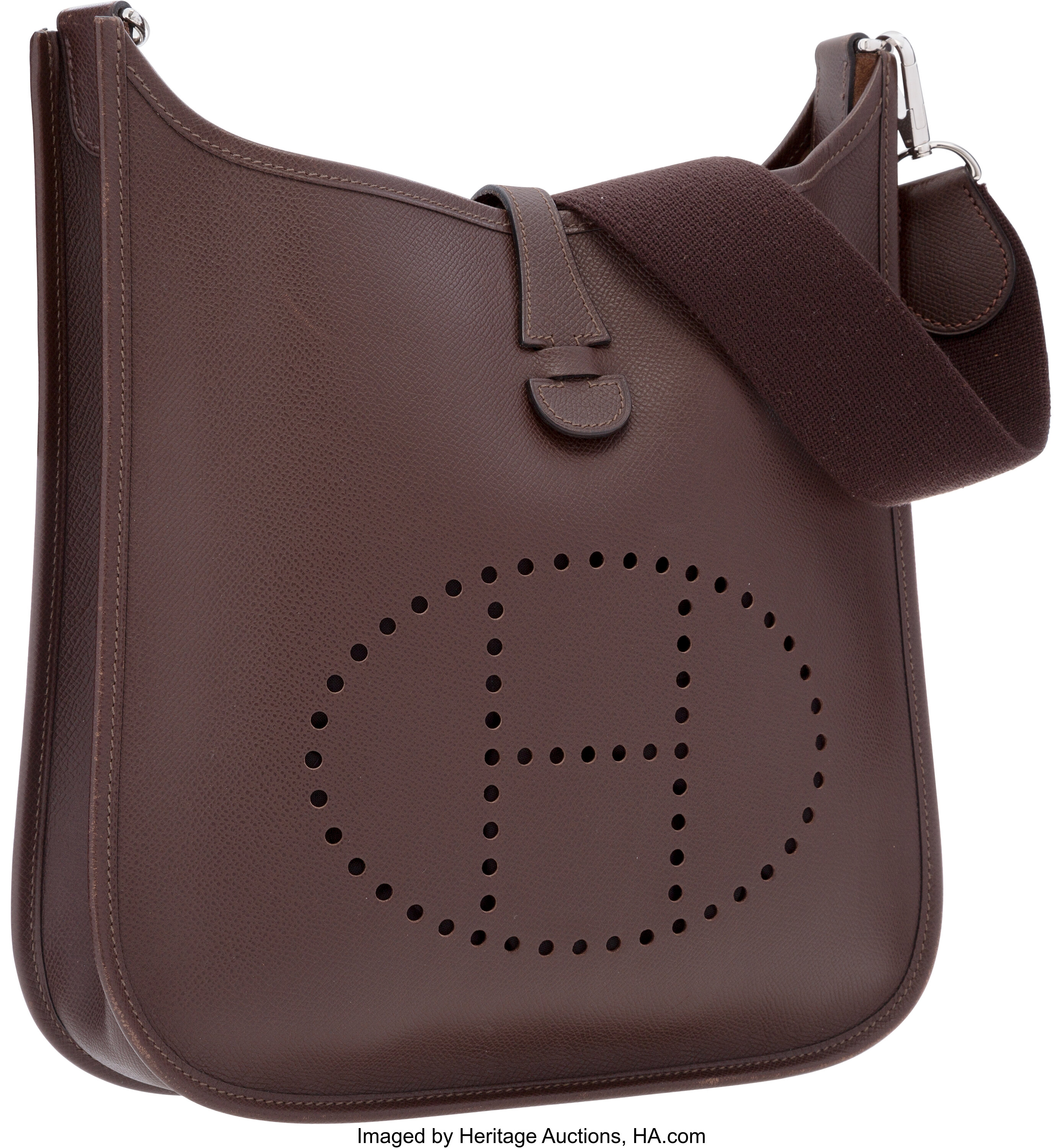 Hermes Chocolate Epsom Leather Evelyne II GM Bag - Yoogi's Closet