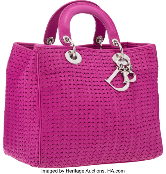 Christian Dior Pink Woven Leather Lady Dior Bag. Very Good Lot 58426 Heritage Auctions