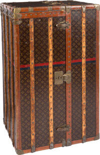 Vintage Louis Vuitton Brown Vuittonite Canvas Steamer Trunk, Circa 1940's