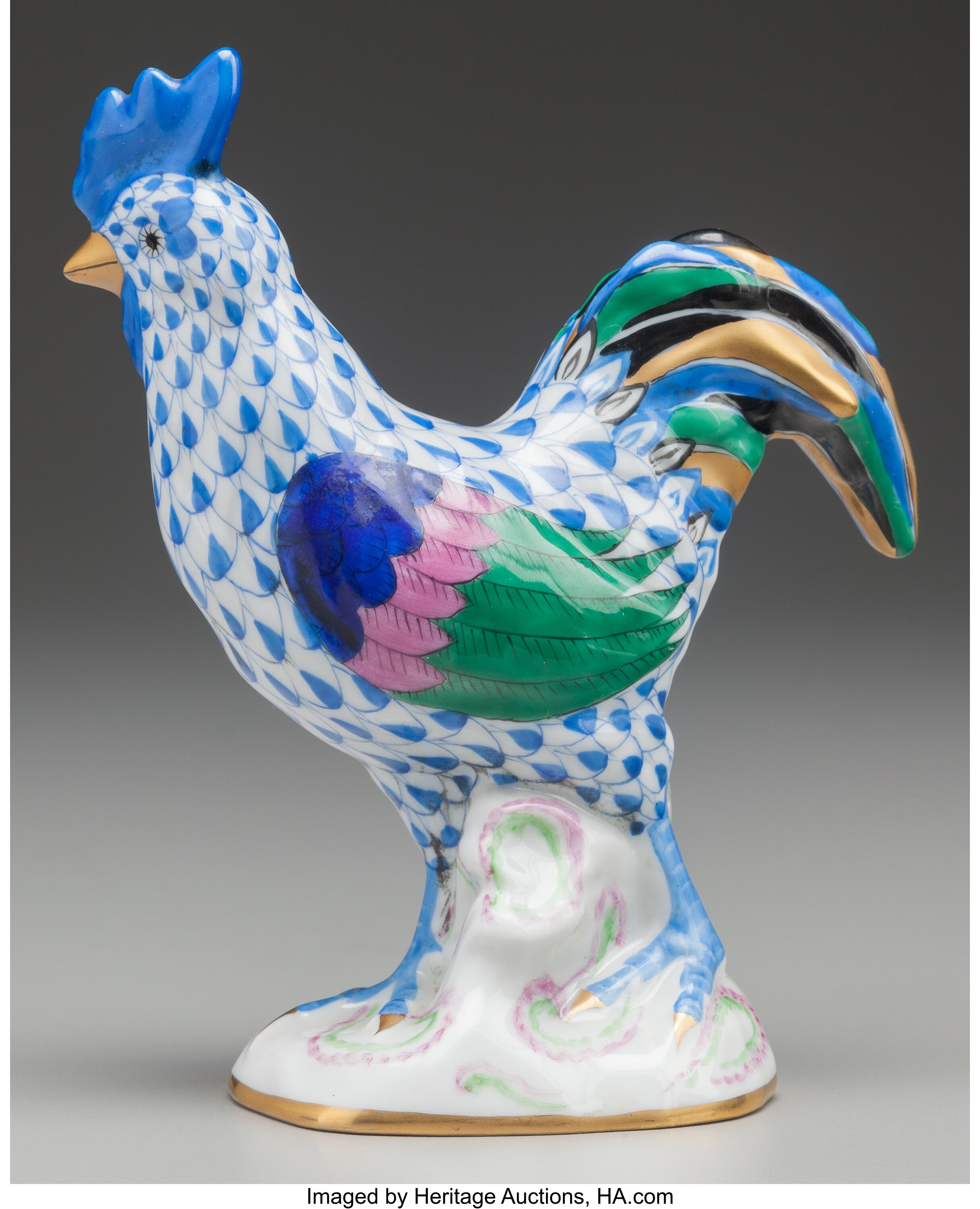 A HEREND PORCELAIN ROOSTER, Herend, Hungary, 20th century. Marks: | Lot ...