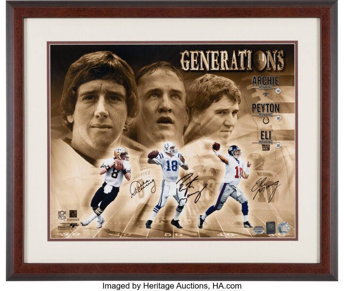 Peyton Manning, Eli Manning, & Archie Manning Triple Autographed NFL S