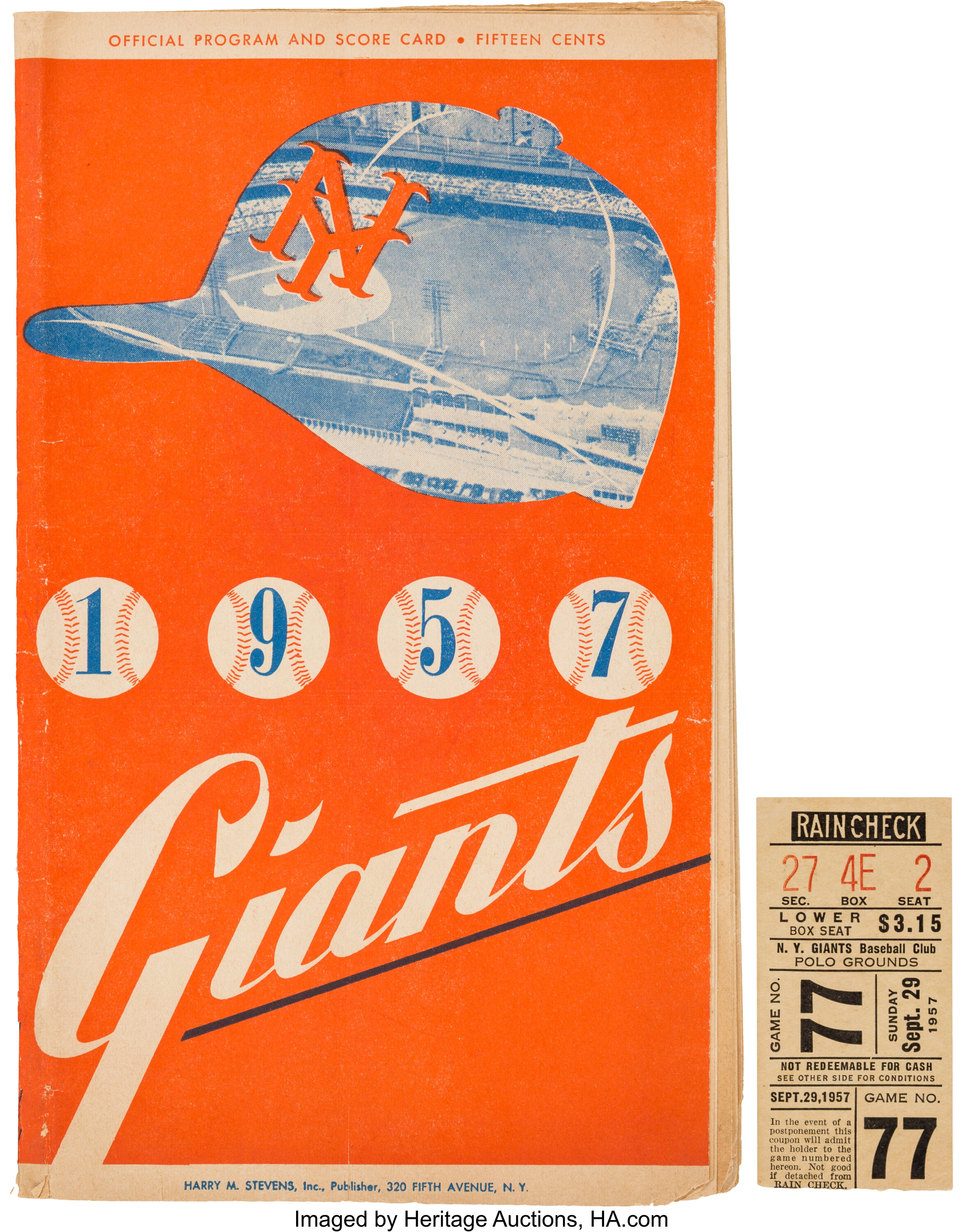 Baseball Program for New York Giants, 1957