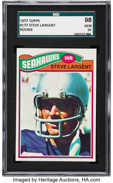 1977 Topps #177 Steve Largent (Rookie Hall of Famer) Autographed - MINT  State - PSA Graded Vintage Baseball, Football, and Basketball Cards