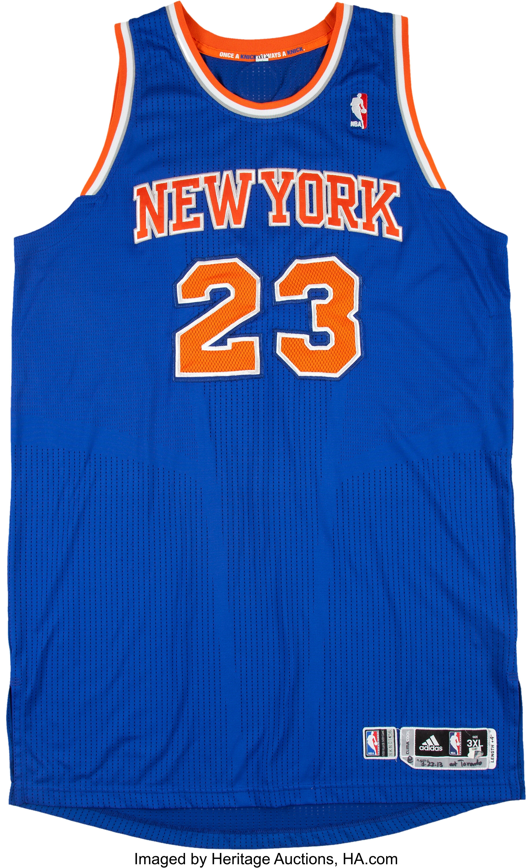 Vtg 90s Champion NBA New York Knicks #23 Marcus Camby Alt Orange Jersey Sz  48