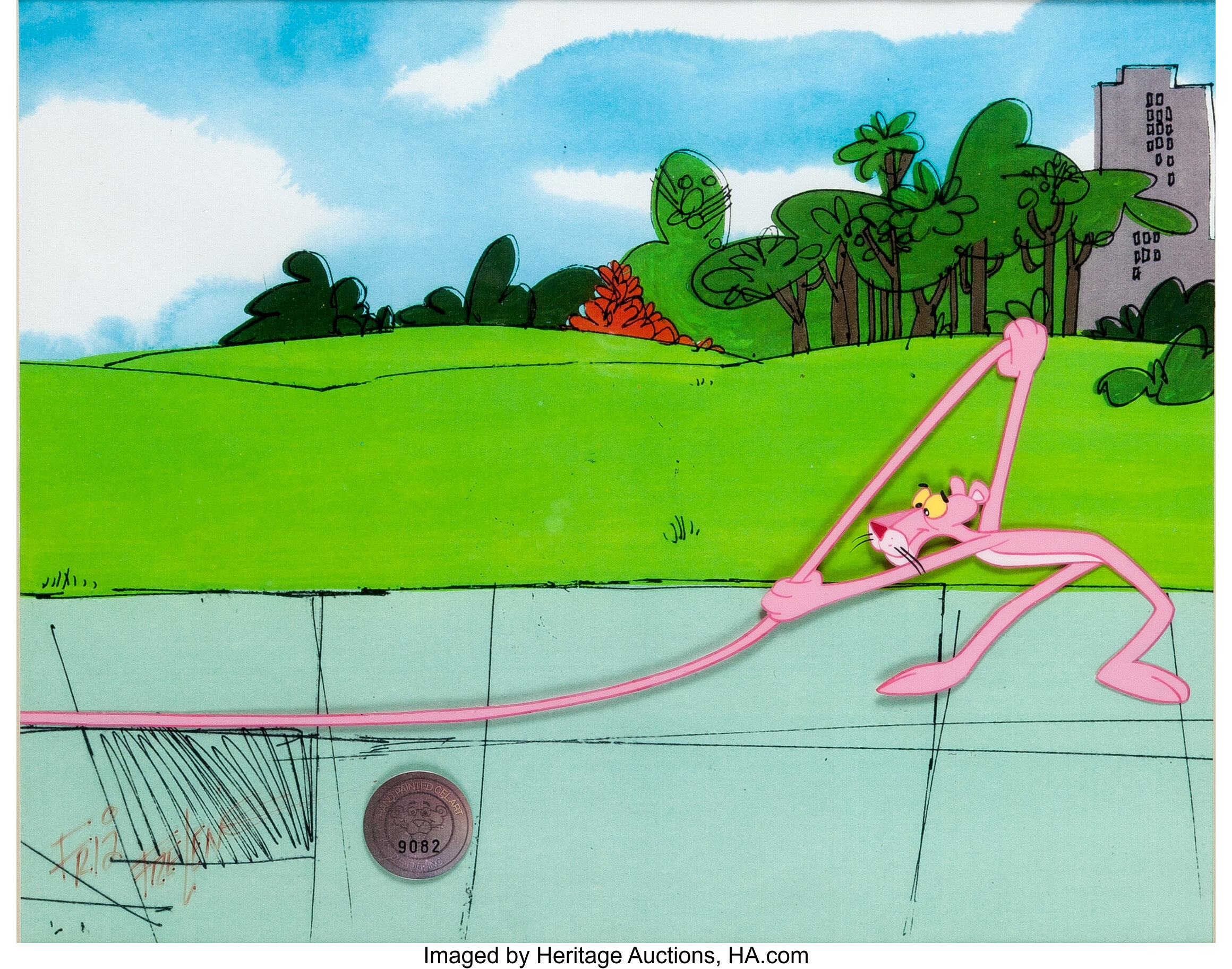 Friz Freleng Pink Panther Original Production Drawing from Olympinks 1980