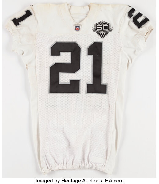 21 NNAMDI ASOMUGHA Oakland Raiders NFL CB White Throwback Jersey