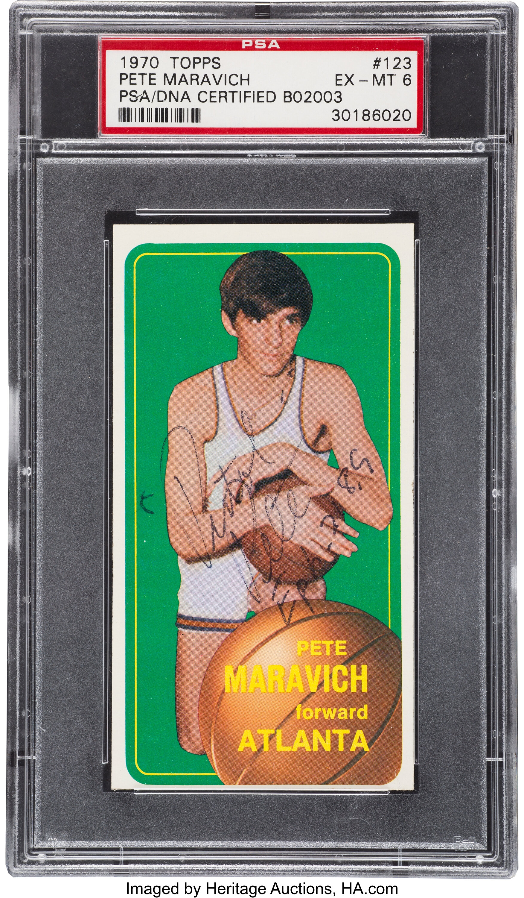 Signed 1970 Topps Pete Maravich #123 PSA EX-MT 6.... Autographs | Lot