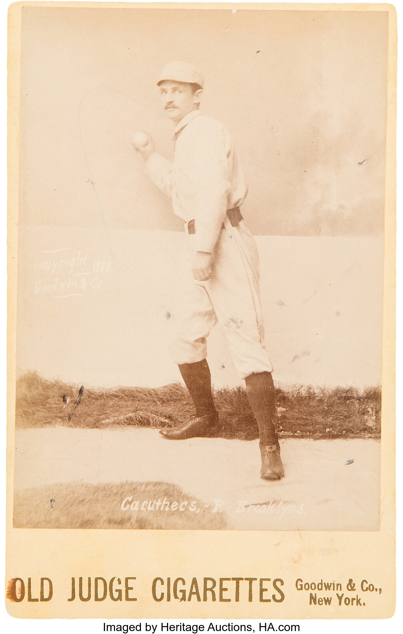 1888 Old Judge Tobacco Cigarette Baseball Player Card Watching the