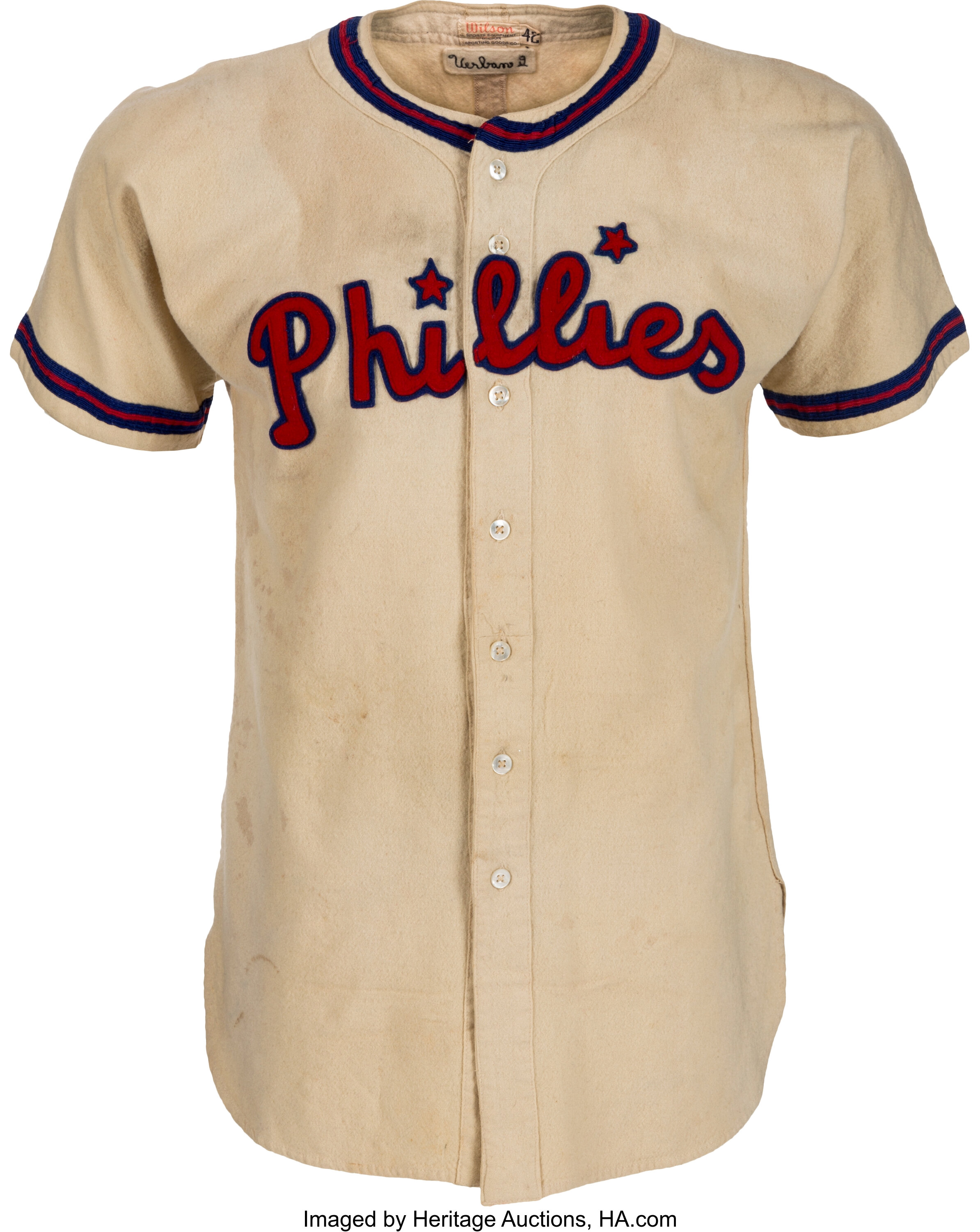 1946-48 Emil Verban Game Worn Philadelphia Phillies Jersey, MEARS, Lot  #82524
