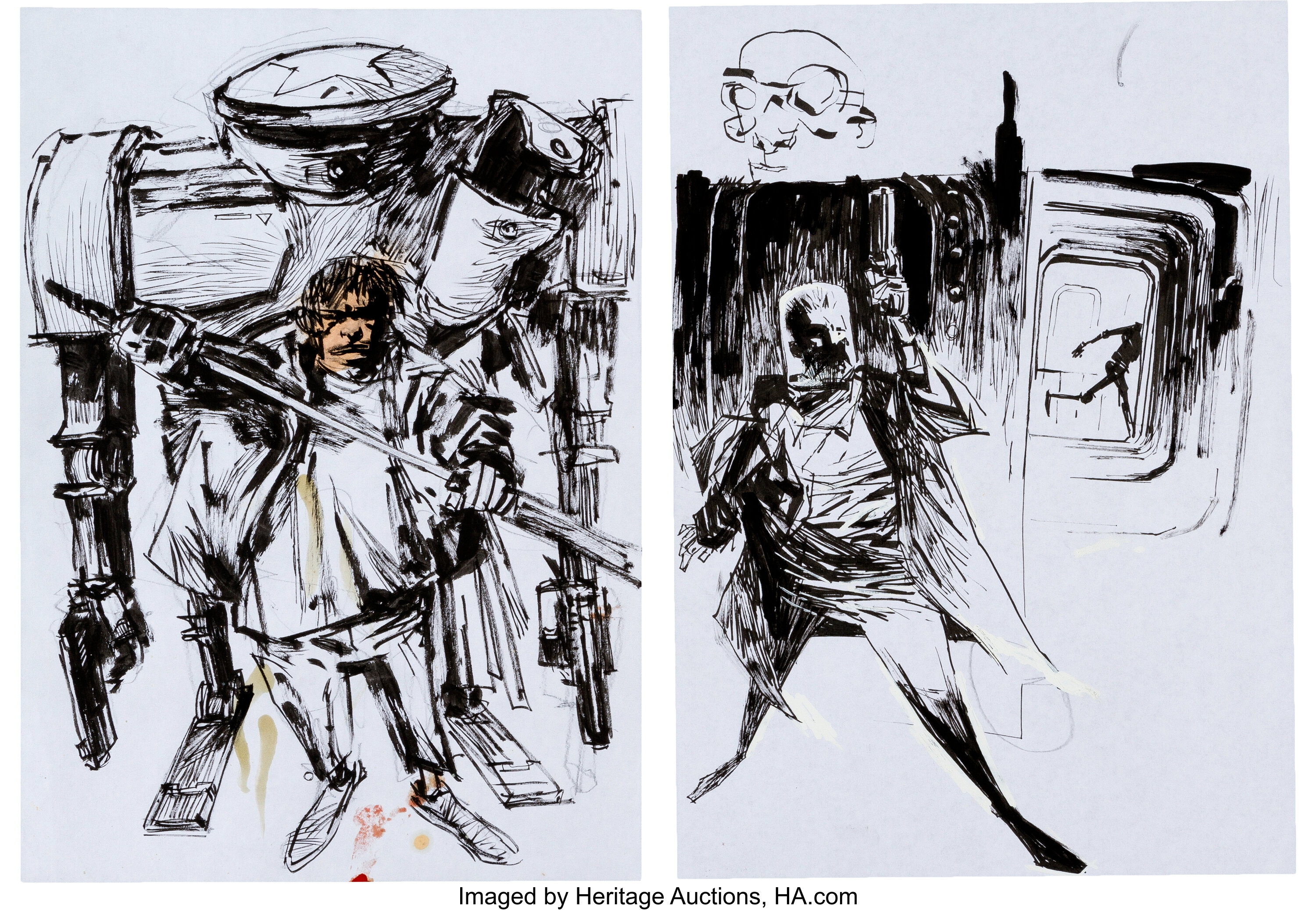 Ashley Wood World War Robot Preliminary Artwork Original Art