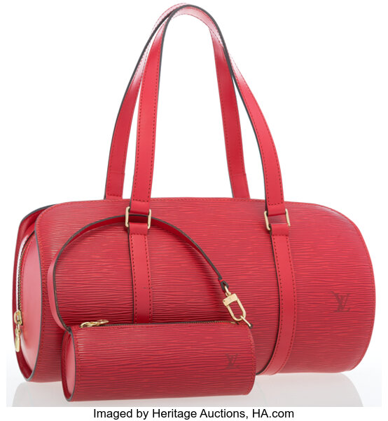 Louis Vuitton Red Epi Leather Papillon 30 Bag with Pochette. Very