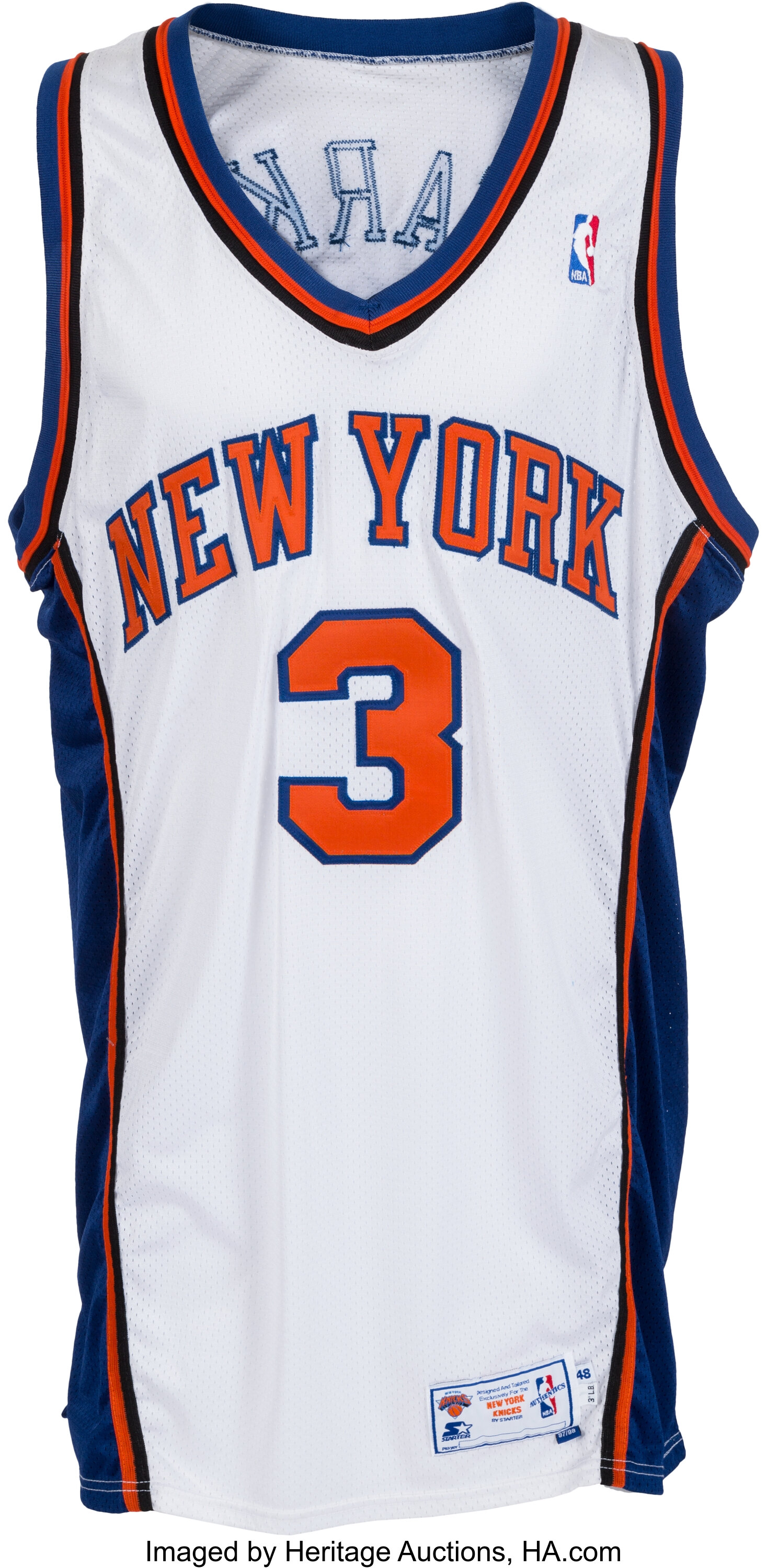 Lot Detail - 1997-98 John Starks New York Knicks Game-Used & Autographed  Home Jersey (JSA)