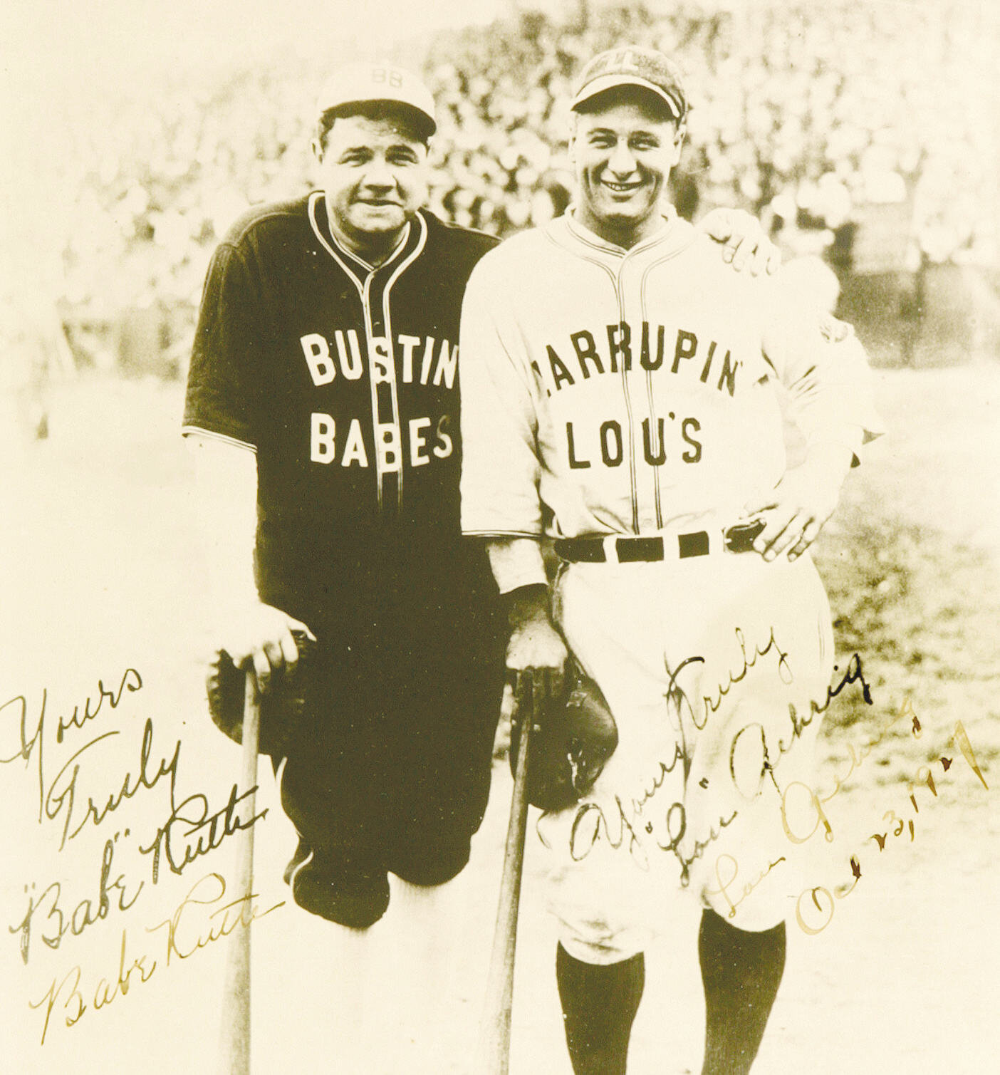 1927 Babe Ruth & Lou Gehrig Signed Barnstorming Photograph. Those, Lot  #19455