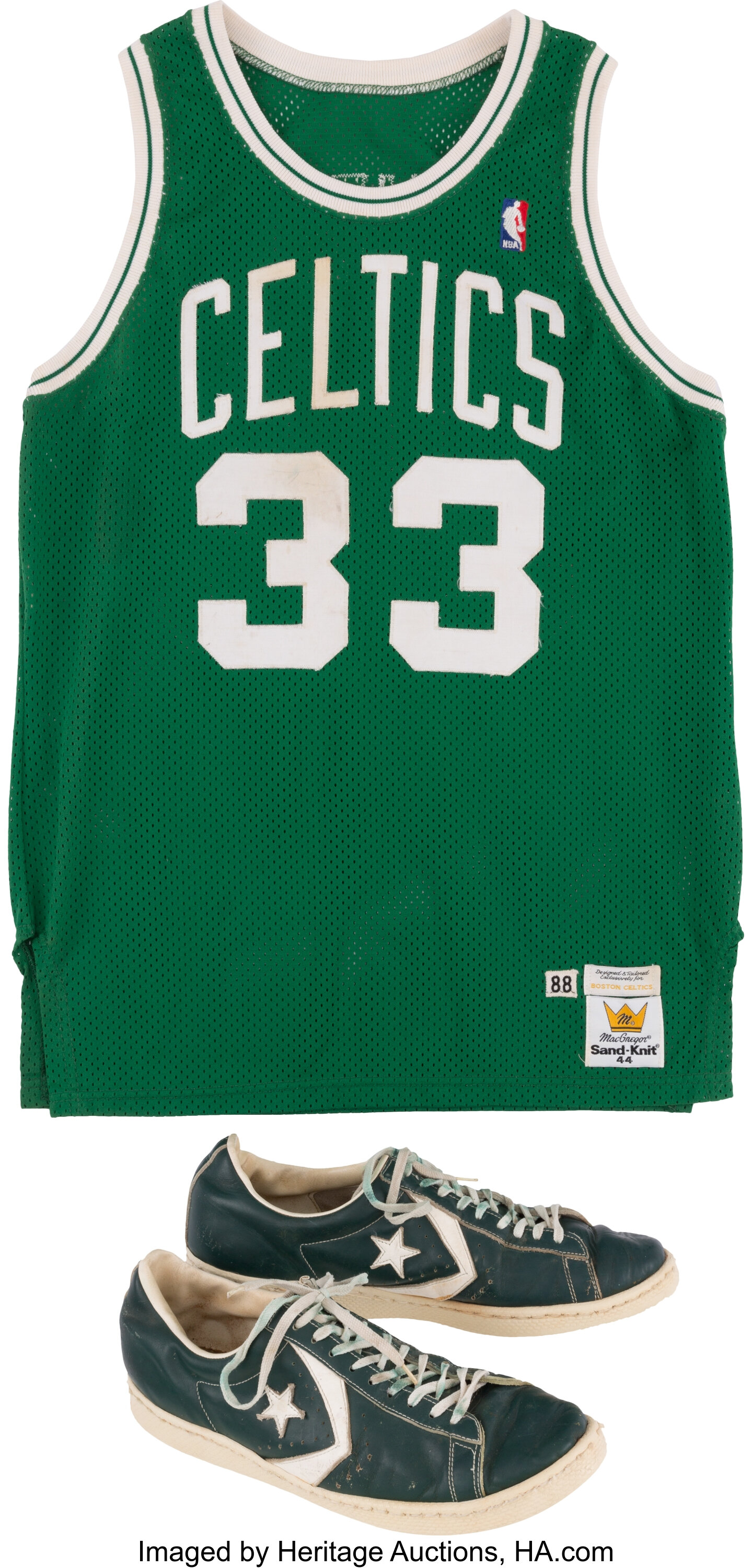Boston Celtics Larry Bird 1989/90 MacGregor Sand-Knit Jersey - The