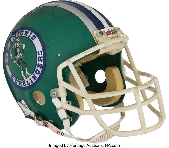 Football Collectibles:Helmets, 1984-85 Rick Neuheisel Game Worn USFL San Antonio GunslingersHelmet....