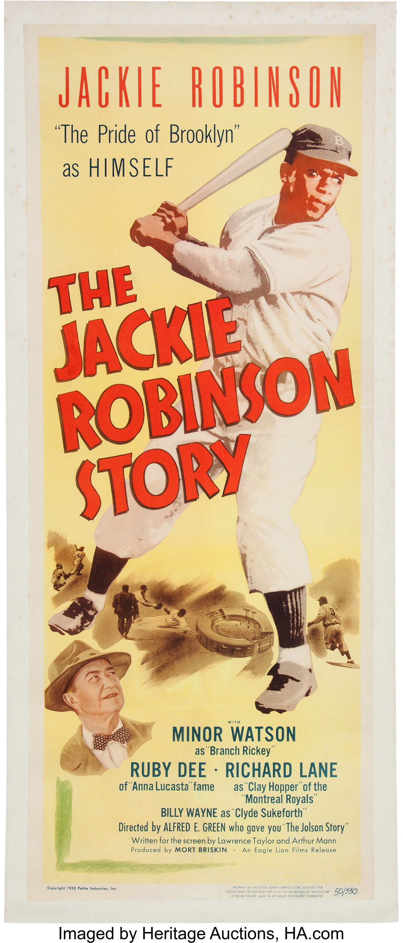 1950 Jackie Robinson Story Insert Movie Poster. Baseball