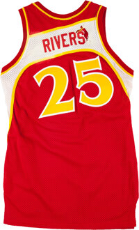 1985-86 Atlanta Hawks Doc Rivers #25 Game Used White Warm Up