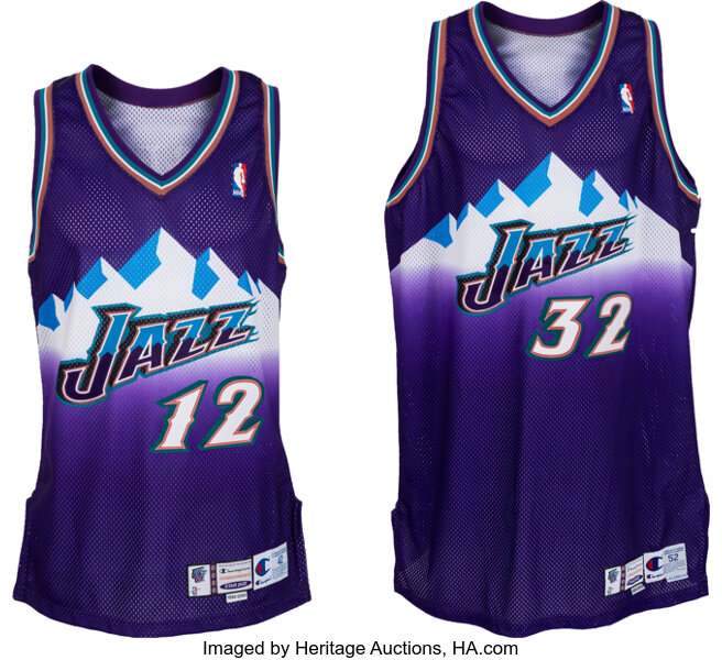 1997-98 Karl Malone Game Worn Utah Jazz Jersey. Basketball