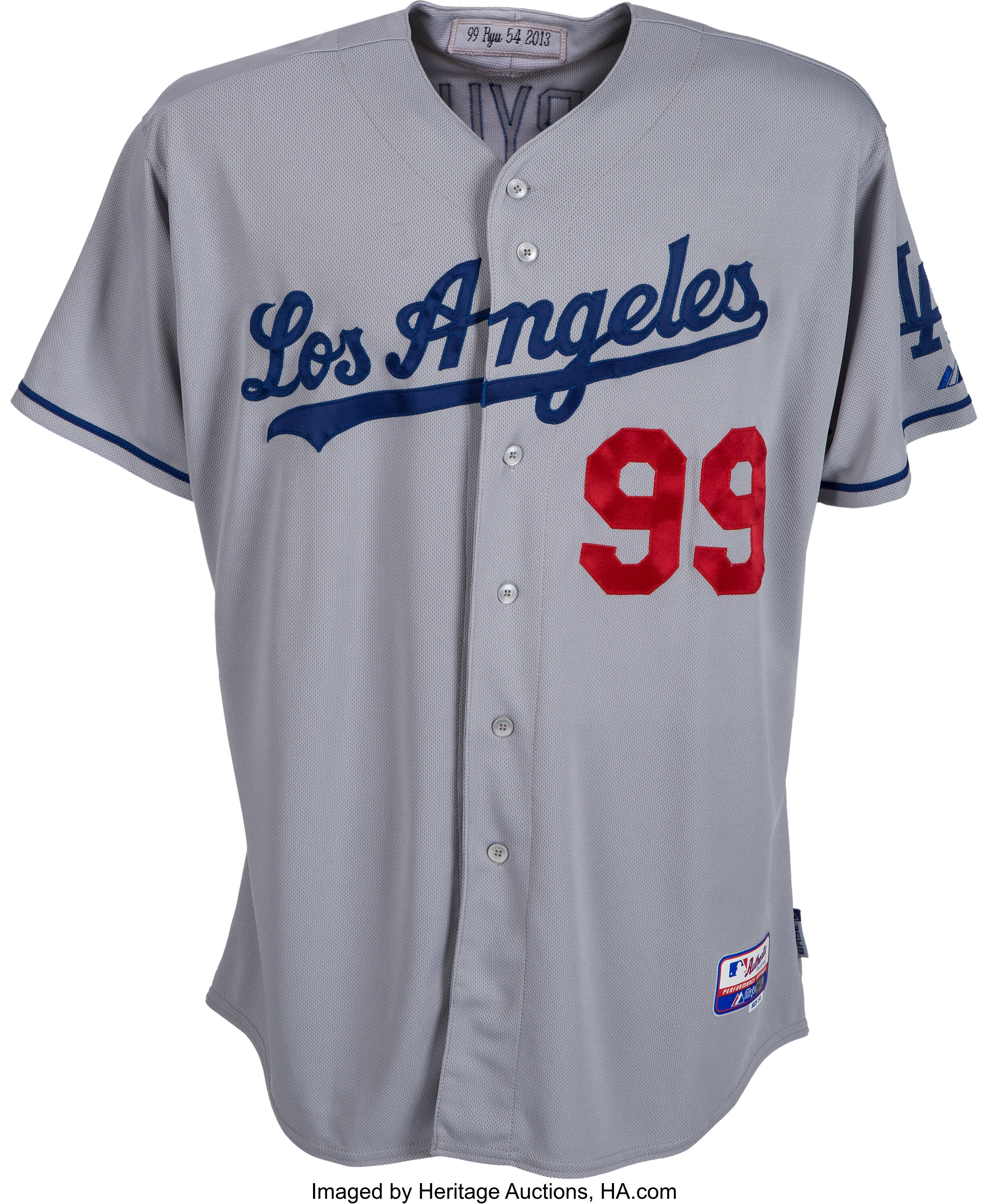 Men's Los Angeles Dodgers Hyun-Jin Ryu Majestic Home White Flex Base  Authentic Collection Player Jersey