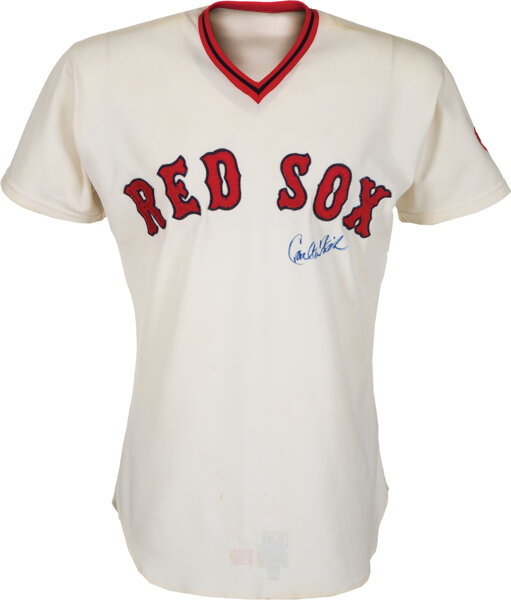 1974 Carlton Fisk Game Worn Signed Boston Red Sox Jersey. , Lot #82534