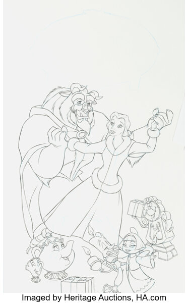 beauty and the beast enchanted christmas coloring pages