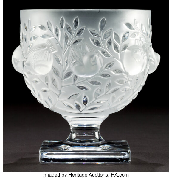 A Lalique Clear And Frosted Glass Elizabeth Pattern Vase Post