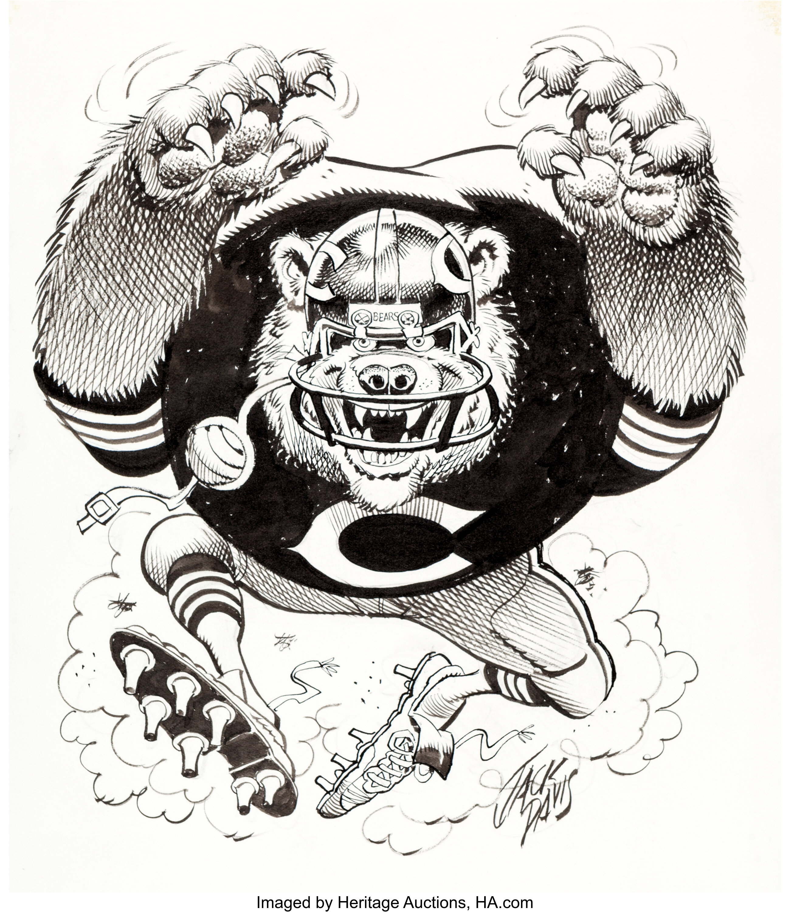 Vintage Rare Chicago Bears Nutmeg Jack Davis NFL Bears Football