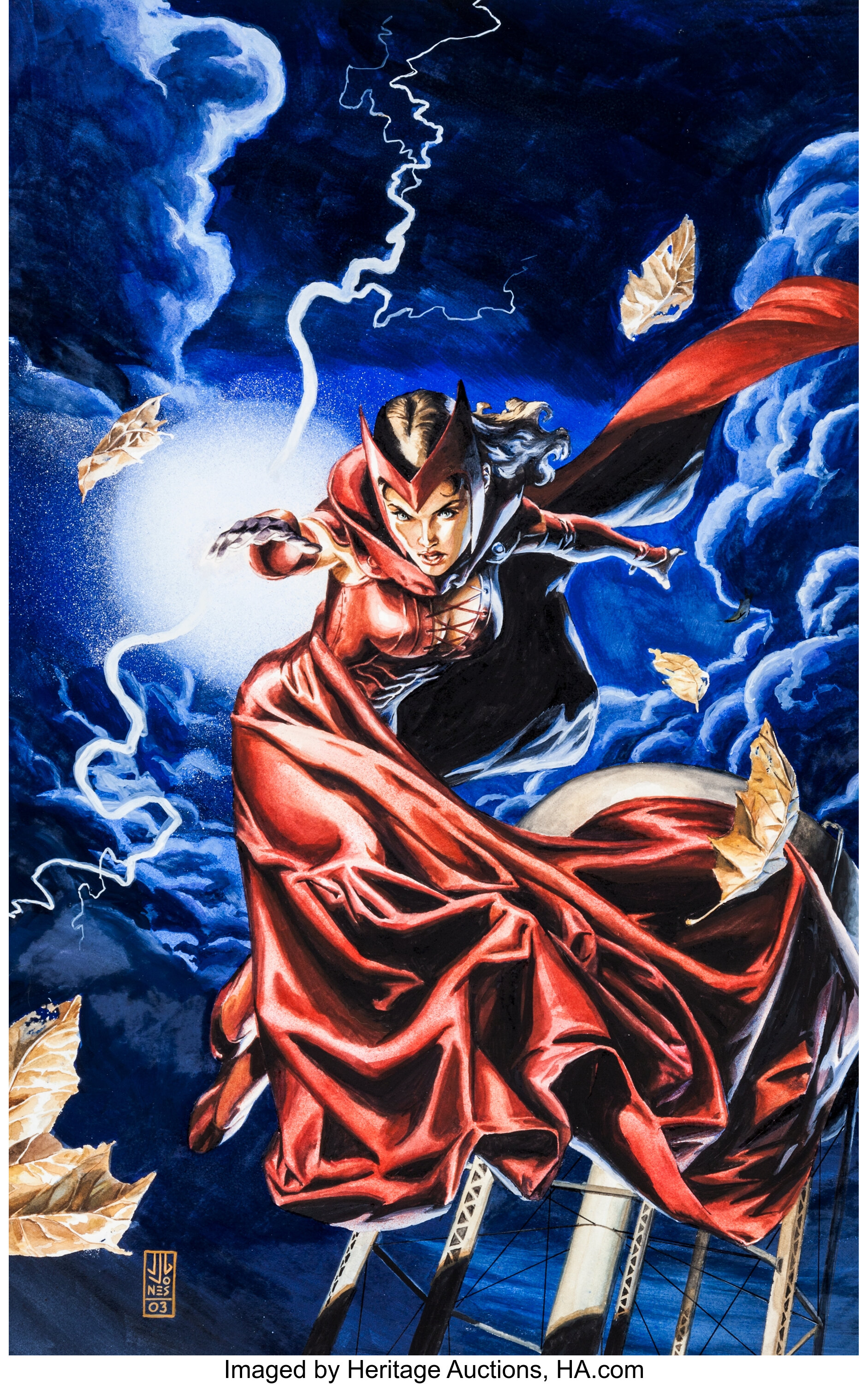 SCARLET WITCH COVER QUALITY ORIGINAL COMIC ART COLOR SKETCH ON CARD STOCK