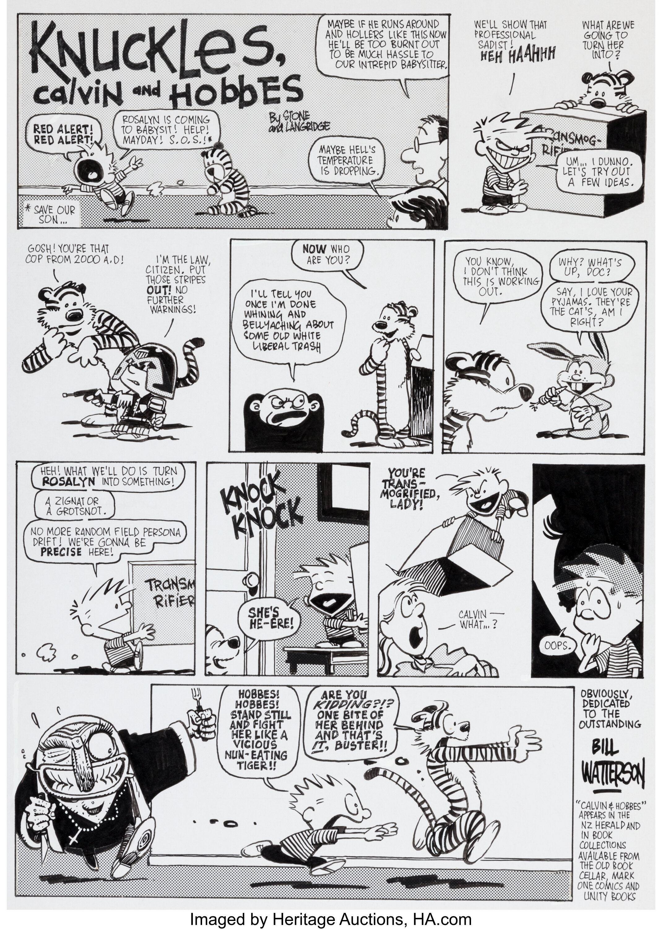 Roger Langridge Knuckles Calvin And Hobbes Illustration Original Lot 93652 Heritage Auctions