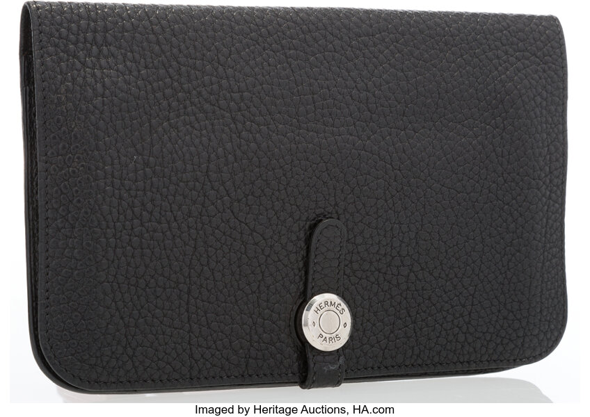 Hermes Bearn Compact Wallet Togo Leather Palladium Hardware In Grey