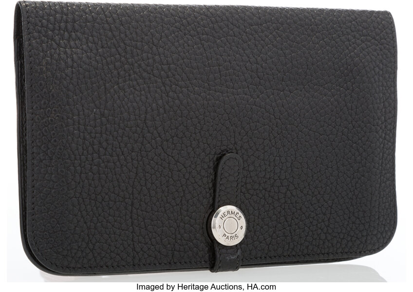 Hermes Dogon Card Holder Togo Leather Palladium Hardware In Black