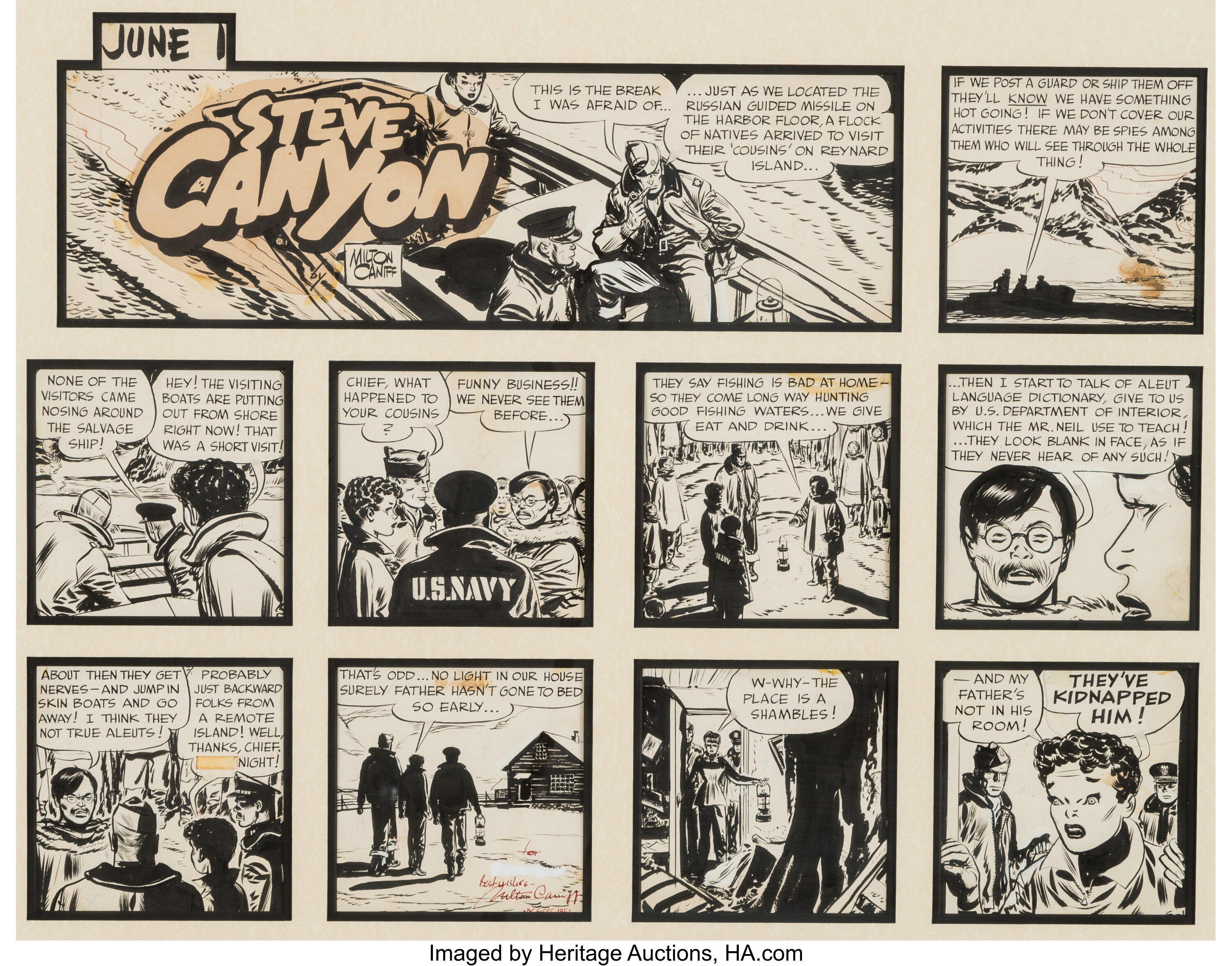 Milton Caniff Steve Canyon Sunday Comic Strip Original Art dated | Lot