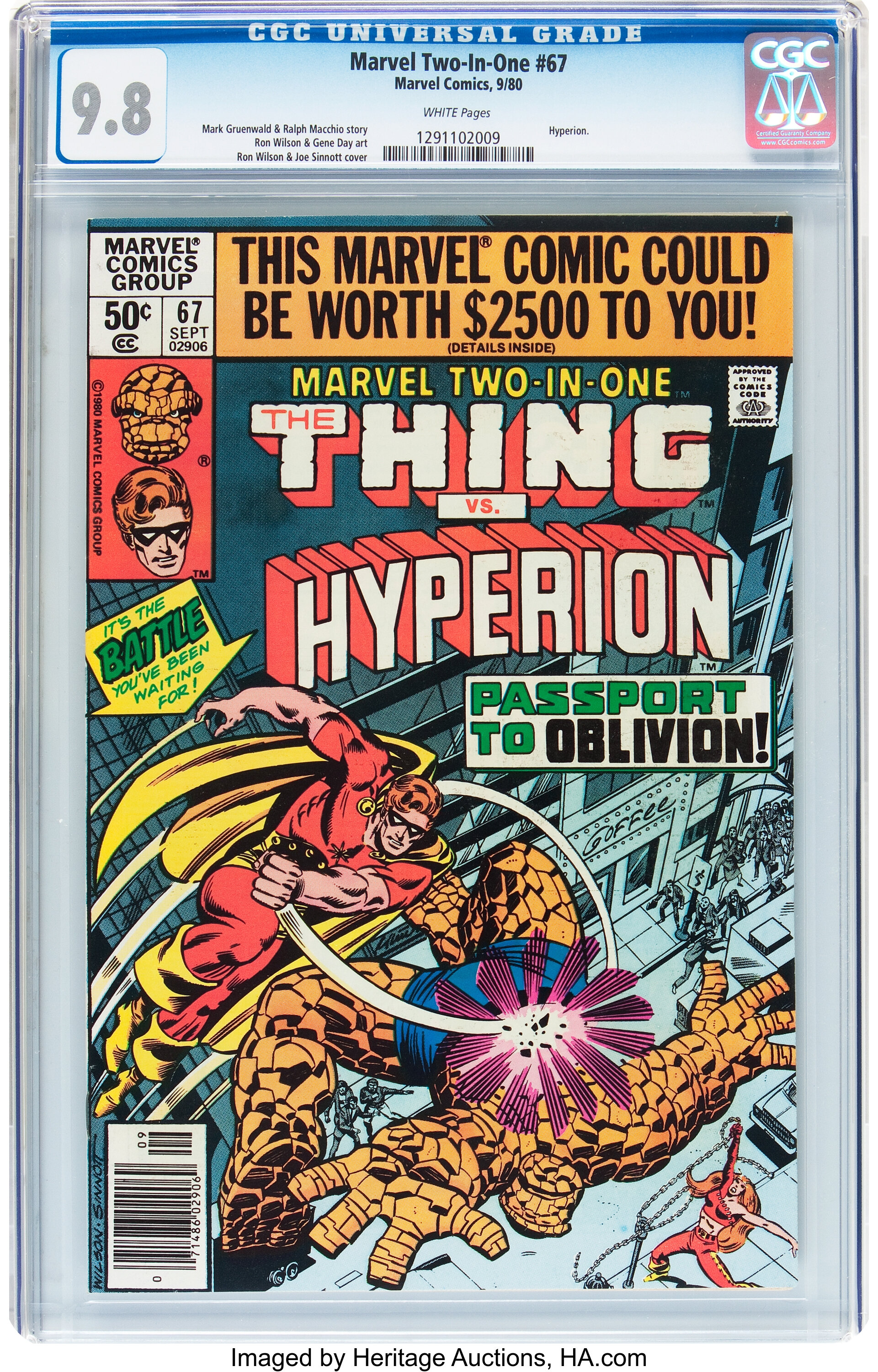 Marvel Two In One 67 The Thing Vs Hyperion Marvel 1980 Cgc Lot Heritage Auctions
