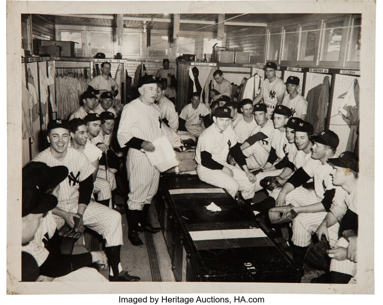 Circa 1949 New York Yankees Locker Room Original News Photograph,, Lot  #81079
