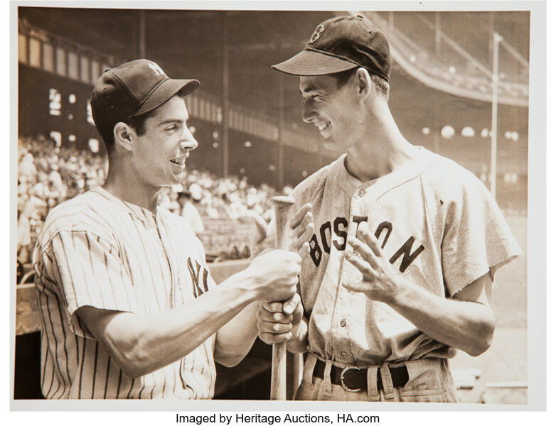 Ted Williams, Vintage Signed B&W Portrait w/Joe DiMaggio