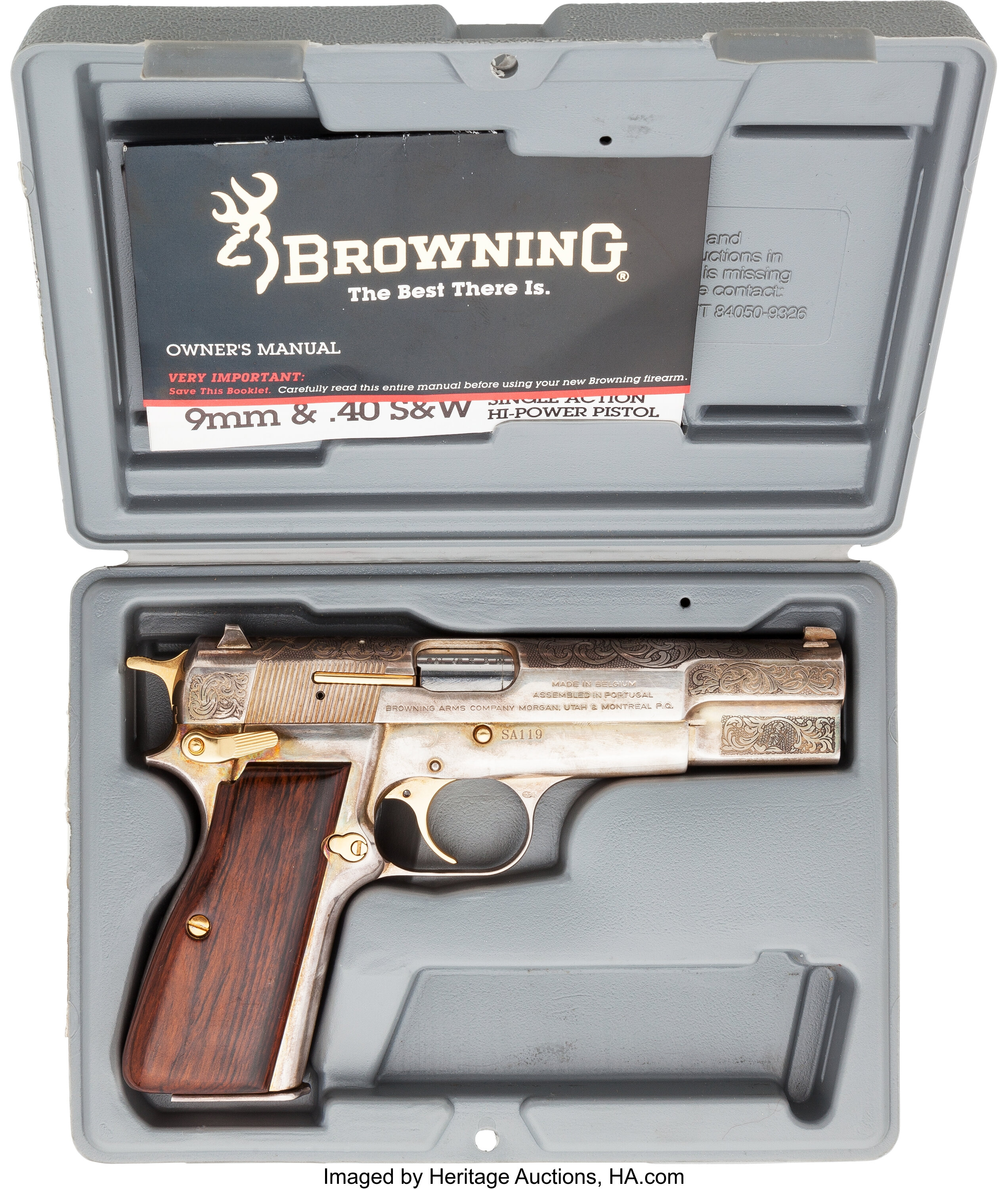 Lot - Browning Model High Power Made in Belgium .9 mm Caliber Semi-auto  Pistol SN: 245PM07387, including 2 magazines., , Be aware of additional  charges as new ATF regulations require all hand