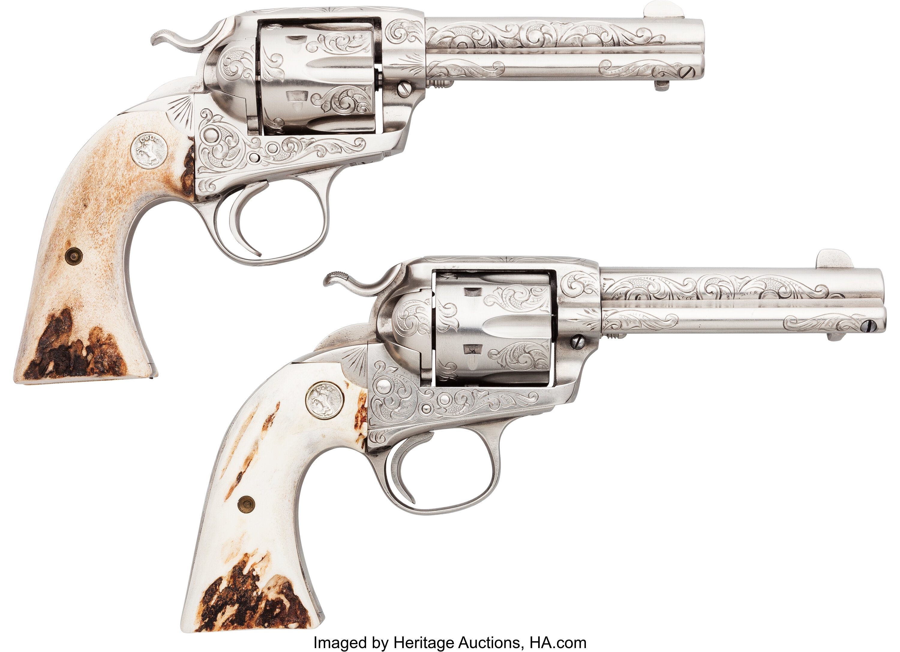 Pair Of Custom Engraved Colt Bisley Single Action Revolvers Lot 40100 Heritage Auctions