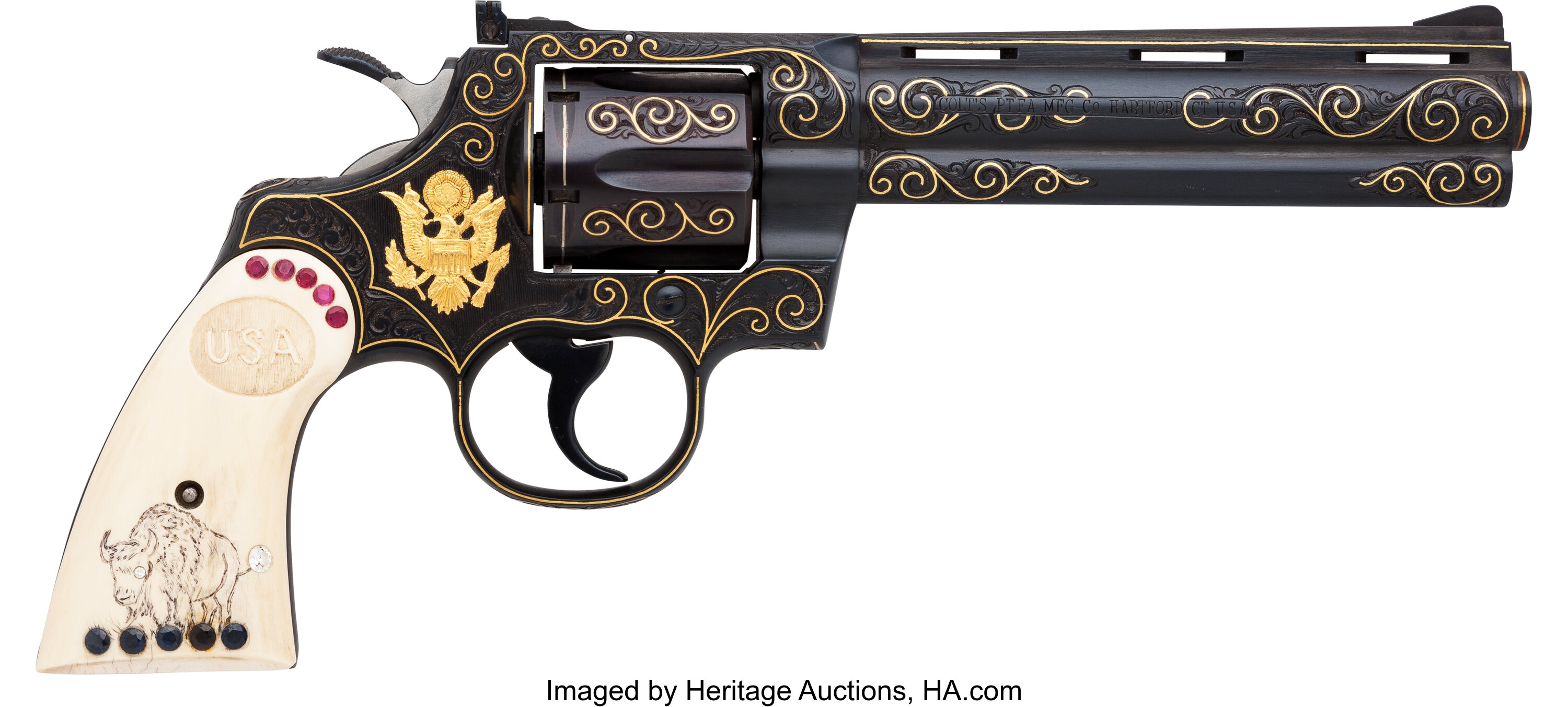 Custom Engraved Jewel Mounted Colt Python Double Action | Lot #40229 ...